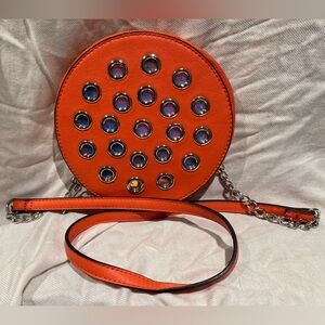 *3 for $20* Circle Crossbody Bag, Bright Orange & Aqua, Grommets, Belt Bag.